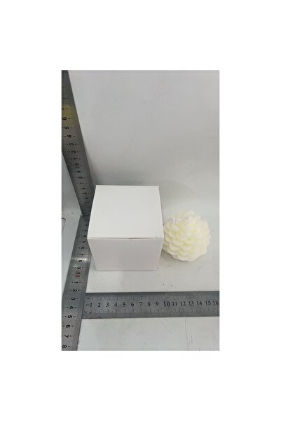 Flippy Lumânare parfumată de Crăciun, Flippy, Con de pin, Ceară de soia, Cadou de Crăciun, 7 x 6,5 x 6,5 cm, Alb