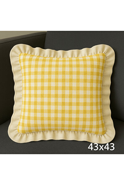 Belomia Home Collection Pötikareli Zefir Kumaştan Fırfır Detaylı Kırlent Kılı...