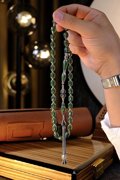 dergah tesbih Full Gümüş Premium El İşçiliği Nakkaş İmame Ateş Kehribar Tesbih