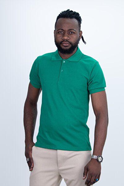 Das Uniform تي شيرت رجالي ذو قصة ضيقة وقماش يسمح بالتهوية وياقة بولو باللون ا...