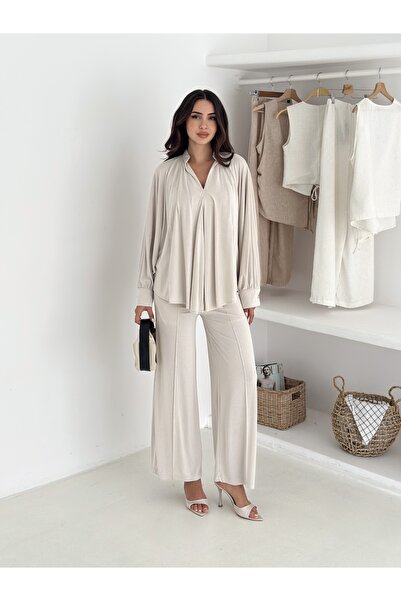 fiolin Extra Soft Soft Textured Monochrome Flowy Cut Double Suit