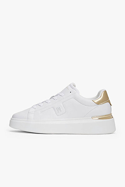 Tommy Hilfiger Women's Metallic Detailed Platform Sole Sneaker - White/Gold