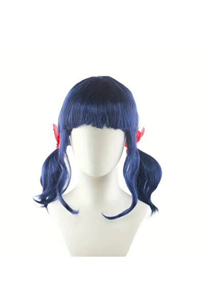 Müstesna Mucizevi Uğur Böceği Aksesuar Mucize Peruk Merinette Cosplay Peruğu Mavi