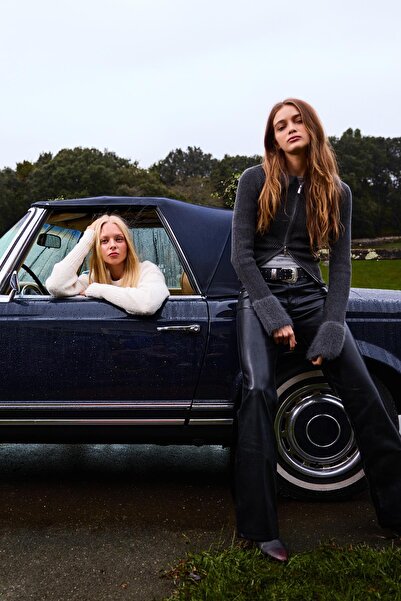 Bershka Suni kürk yakalı fermuarlı hırka