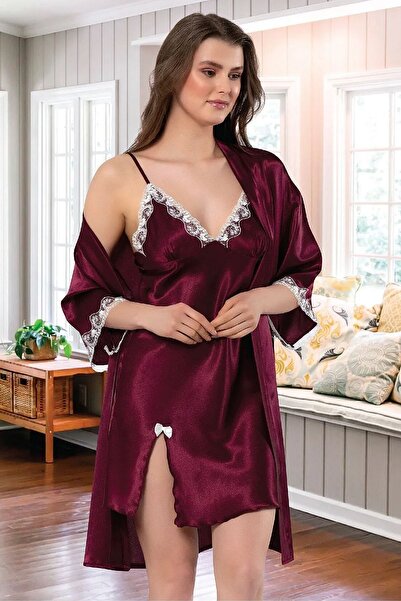 FAAL 2115 Γυναικείο σετ νυχτικών με δαντέλα και λεπτομέρειες από σατέν κορδόν...