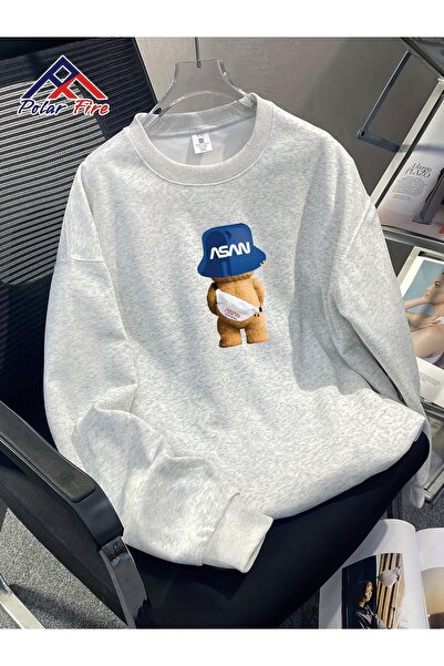 Lider Leather Суитшърт с принт и обло деколте – унисекс – 2-слоен полиестер с...