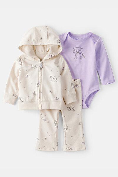 Carter's Kız Bebek Ekru 3Lü Hırkalı