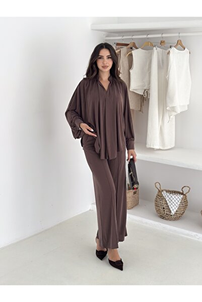 fiolin Extra Soft Soft Textured Monochrome Flowy Cut Double Suit