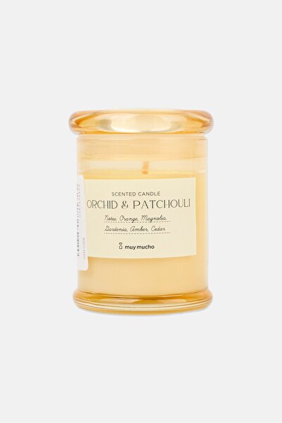 Muy Mucho شمعة برائحة الأوركيد والباتشولي، صفراء