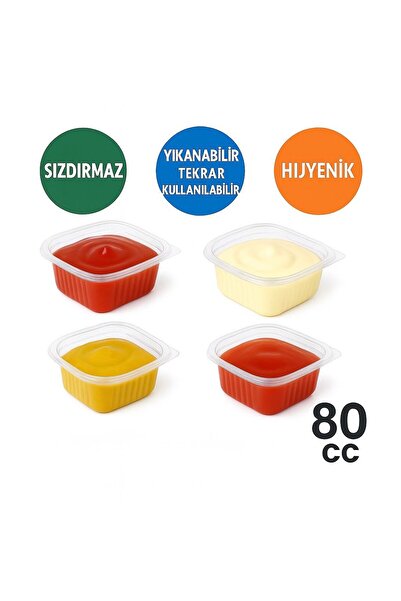 SinPack 50 Adet Sızdırmaz 80 cc Saklama Kabı, Sos Kabı, Sosluk, Buzdolabı Kabı