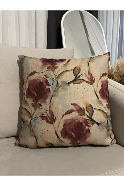 nissahome Çiçek Desen Dijital Baskı Kırlent Kılıfı