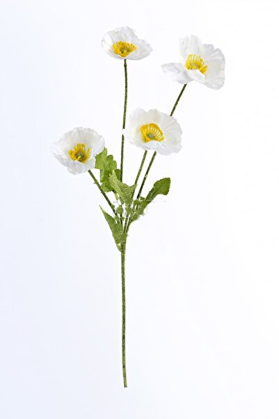 Genel Markalar Yapay Çiçek 4lü Gelincik Dalı 60 cm Beyaz