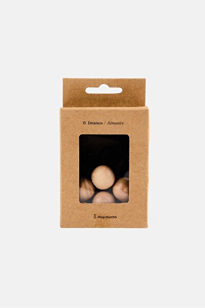 Muy Mucho 6 قطع مغناطيس خشبية، لون بني
