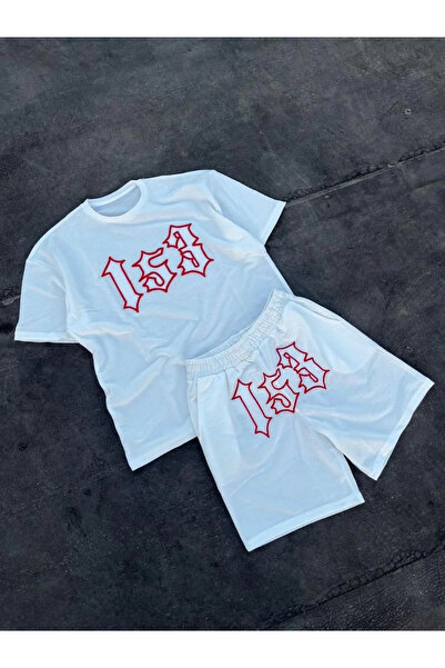 GökTR Men's Embroidered Shorts Set - White