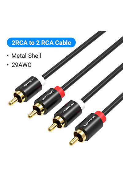 Choice7 كابل صوتي بطول متر واحد، ذو غلاف معدني، مزود بموصلين RCA ذكر-ذكر، منا...