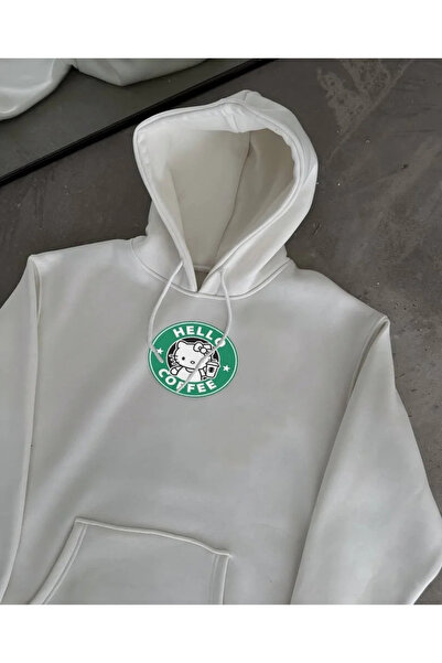 Exbob Three Thread Combed Cotton Long Sleeve Hooded Sweatshirt - White