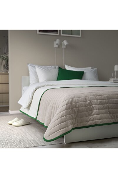 IKEA yatak örtüsü, beyaz-bej, 160x250 cm