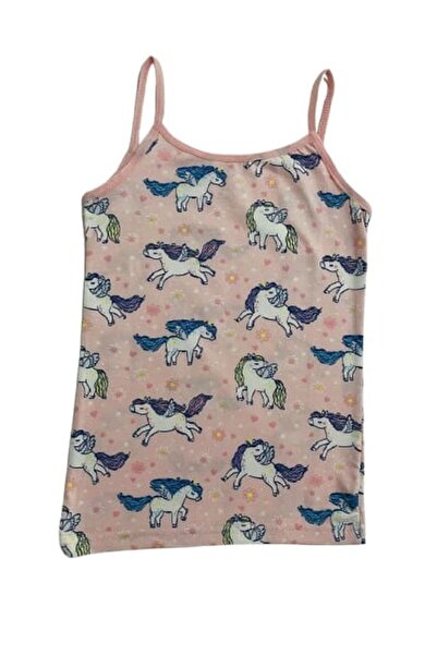 elmas kids Girl's Cotton Pink Unicorn Patterned Tank Top Boxer Set