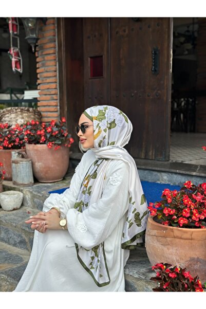 sem oyuncak Vual Silk Shawl Luxury Floral Patterned 90X180