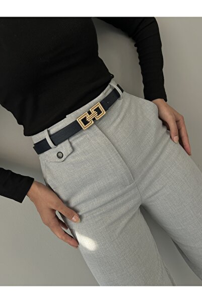 LİA KEMER Kare Burgu Accessory Gold Buckle Women's Waist Belt, Daily Belt, Jacket Belt, Pants Belt