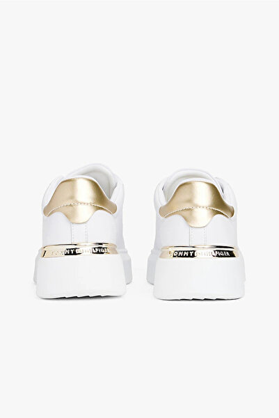Tommy Hilfiger Women's Metallic Detailed Platform Sole Sneaker - White/Gold
