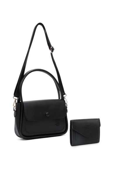 SHAKA Черен комплект SHK259 от изкуствена кожа с голяма чанта с цип и портмон...