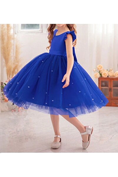 NSMLİFE Rochie pentru fetiță cu mâneci cu volane, pentru absolvire, ziua de naștere, ocazie specială, rochie de seară