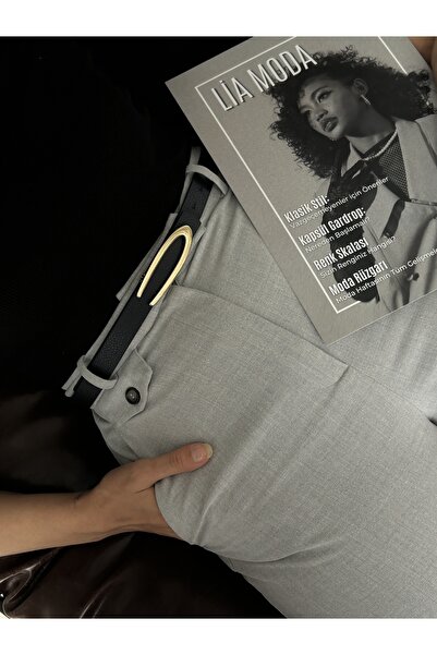 LİA KEMER Oval Accessory Gold Buckle Women's Waist Belt, Daily Belt, Jacket Belt, Pants Belt