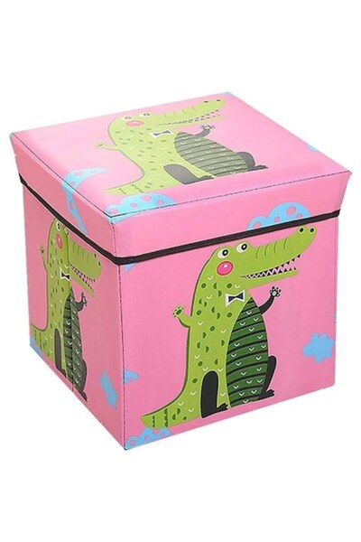 The Toy Chest-style storage box for toys and other items with crocodile design, pink, 30x30x30 cm