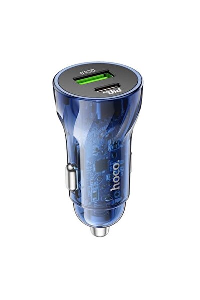 Hoco Încărcător auto Z47A, încărcare super rapidă 2xUSB PD 30W, albastru