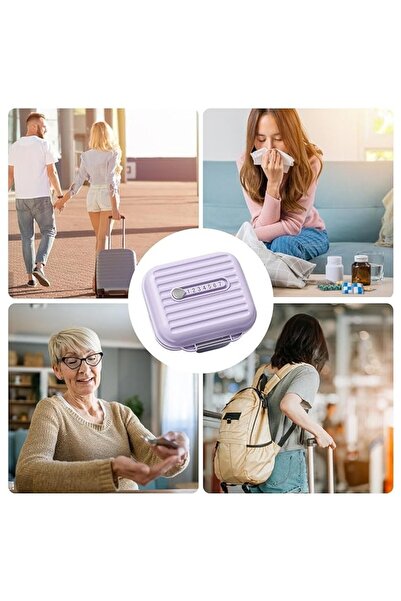 Flippy Medicine Box, Flippy, Purple, 7 Compartments, Portable and Compact, 7.8x7.2x3.5 cm