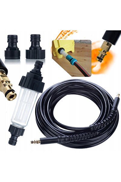 Rosfix Set Furtun 10M Click + Filtru Apă | Compatibil cu aparat Kärcher K2–K7