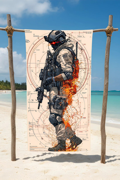 BETHA Asker Tema Printed Cotton Beach Towel – Patterned Design – 75X150 cm