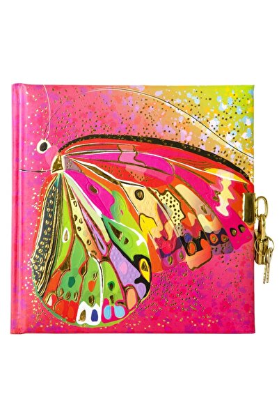 Turnowsky Jurnal lacatel Goldbuch Flower pink Butterfly 17x17 cm
