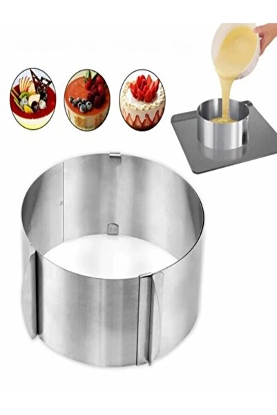 KARADAĞ METAL Paslanmaz Çelik Yuvarlak Ayarlanabilir Kek Pasta Kalıbı 15cm-30...