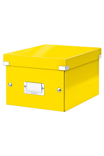 Leitz WOW Click & Store storage box, laminated cardboard, foldable, with lid, 22x16x28 cm, yellow