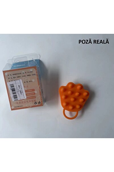 Flippy Βούρτσα μασάζ τριχωτού της κεφαλής, Cat's Paw, μέγεθος 7x8 cm, καθαρισμός και διατήρηση καθαρού τριχώματος, πορτοκαλί