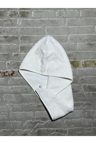 Fronte Home Hair Towel Hair Cap Set of 2 100% Cotton Drying after Bath, Pool and Sea Ecru / Green