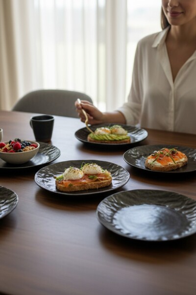 İREA PORSELEN Wood Glam 25 cm Porcelain Serving Plate 6 Pieces