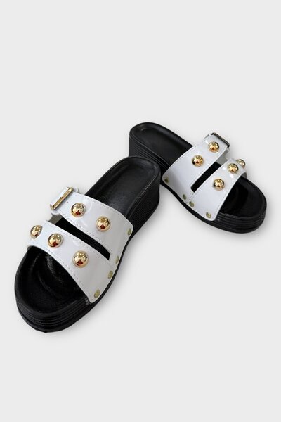 GÖNÜL Women's Daily Slippers Stylish Orthopedic Summer Home Beach Vacation Work Slippers White