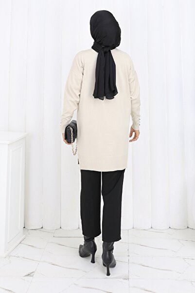 benguen Μακριά ζακέτα με κουμπιά N3176 Χρώμα πέτρας