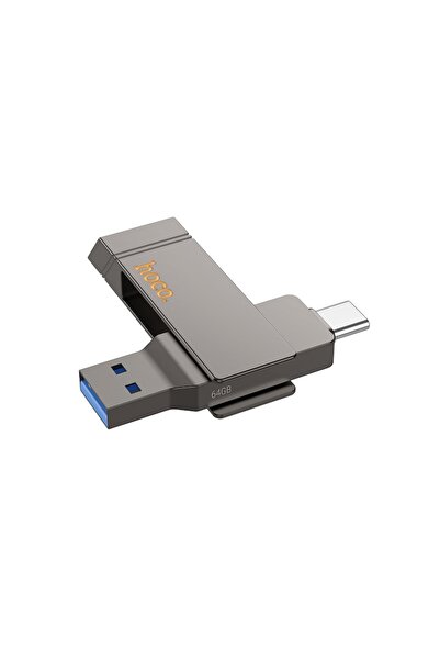 Hoco Memory Stick (UD15), 64GB, Dual USB-C + USB-A 3.2, High Speed, Flash Drive, Gray