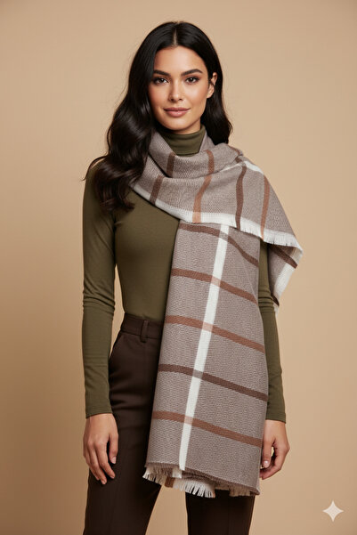 MYZİ STORE Women's Patterned Thick Winter Shawl – Oversize Shawl (65*175 cm)