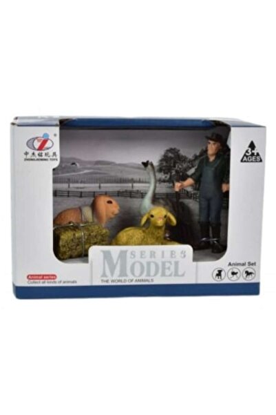 Toys Set de figurine pentru copii – Fermier, Gâscă, Două Oi, Colorate, 17x12x9 cm