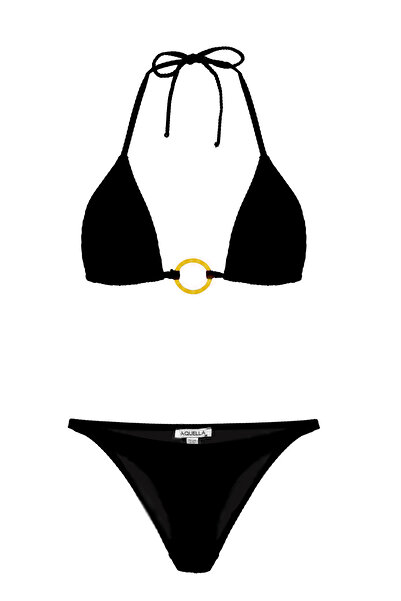 AQUELLA Textured Knitted Triangle Bikini Set