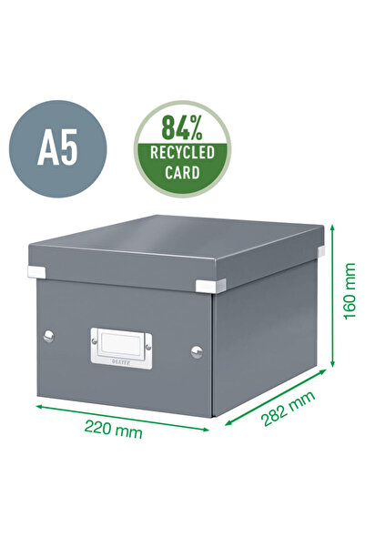 Leitz WOW Click & Store storage box, laminated, foldable, with lid, 22x16x28 cm, red