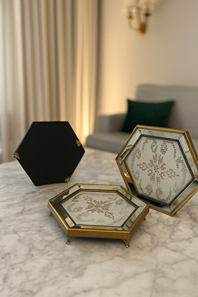 AuraStile 2'li Paris Sunumluk El Yapımı Çay Kahve Söz Nişan Servis Sunumluk T...