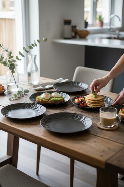 İREA PORSELEN Wood Glam 25 cm Porcelain Serving Plate 6 Pieces