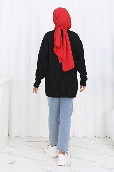 benguen Πλεκτό Ζακέτα με Λεπτομέρεια Φιόγκου N490 Μαύρο