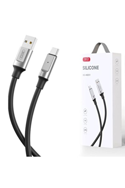 Xo Data and Charging Cable (NB251), USB-A to USB-C, 6A, Metallic, 1m, Black
